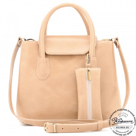  Женская кожаная сумка "Ванесса" (бежевая)